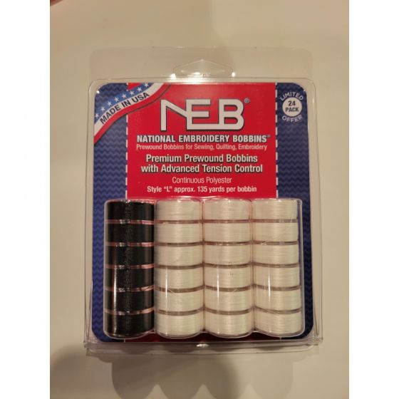 24 pack prewound bobbins size L | National Embroidery