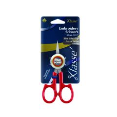 Klasse Pro 5-1/8in Fine Pointed Tip Embroidery Scissors with red handles