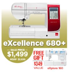 Elna Excellence 680+ Computerized Sewing Machine with 9mm Stitches with Free Elna eXplore 160