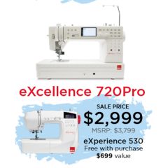 Elna Excellence 720 Pro Quilting Sewing Machine (Same As Janome 6700P)