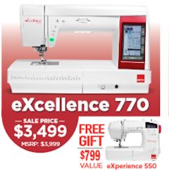 Elna Excellence 770 Sewing Machine with 11 Inch Throat Space Plus Free Elna 550