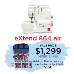 Elna Extend 864 Air Thread Serger with Bonus Kit (Compare to Janome AT2000) with Free Workbook