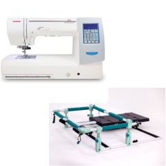 Janome MC8200 with Grace Mini Quilter Quilt Frame Combo