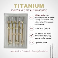 Organ Titanium Sewing and Embroidery Needles Multi Size Pack of 5