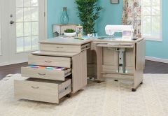 Tailormade Quilter's Vision and Companion Chest Sewing Machine Cabinet IN Grey Oak